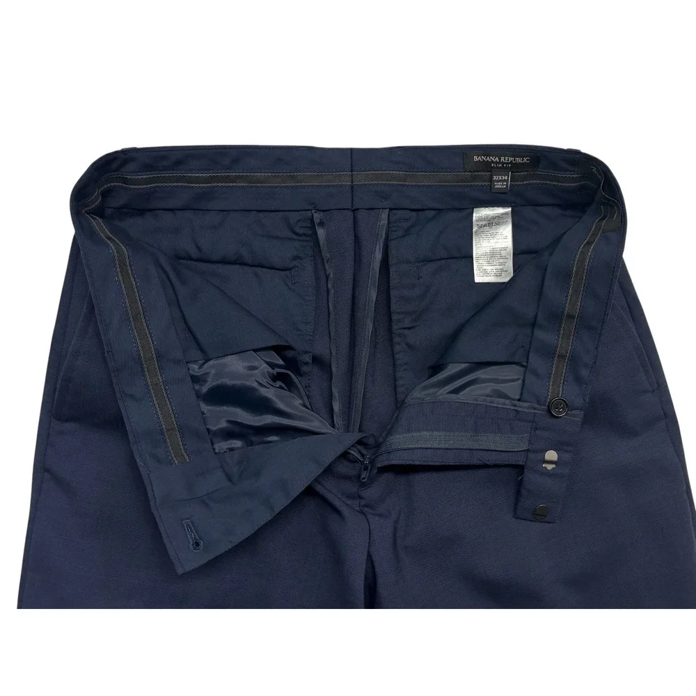 Banana Republic 32x33 Navy Blue Dress Pants Trousers Wool Slim Fit Straight